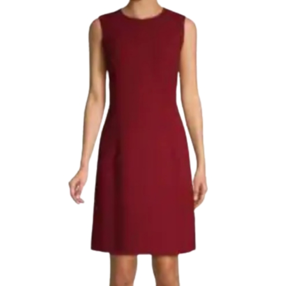 LAFAYETTE Sleeveless Wool Sheath Dress In Scarlet - Picture 8 of 8